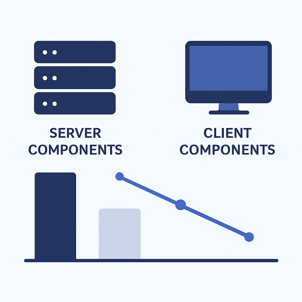 Server Components ve Client Components performans karşılaştırması bundle boyutu azalması grafiği
