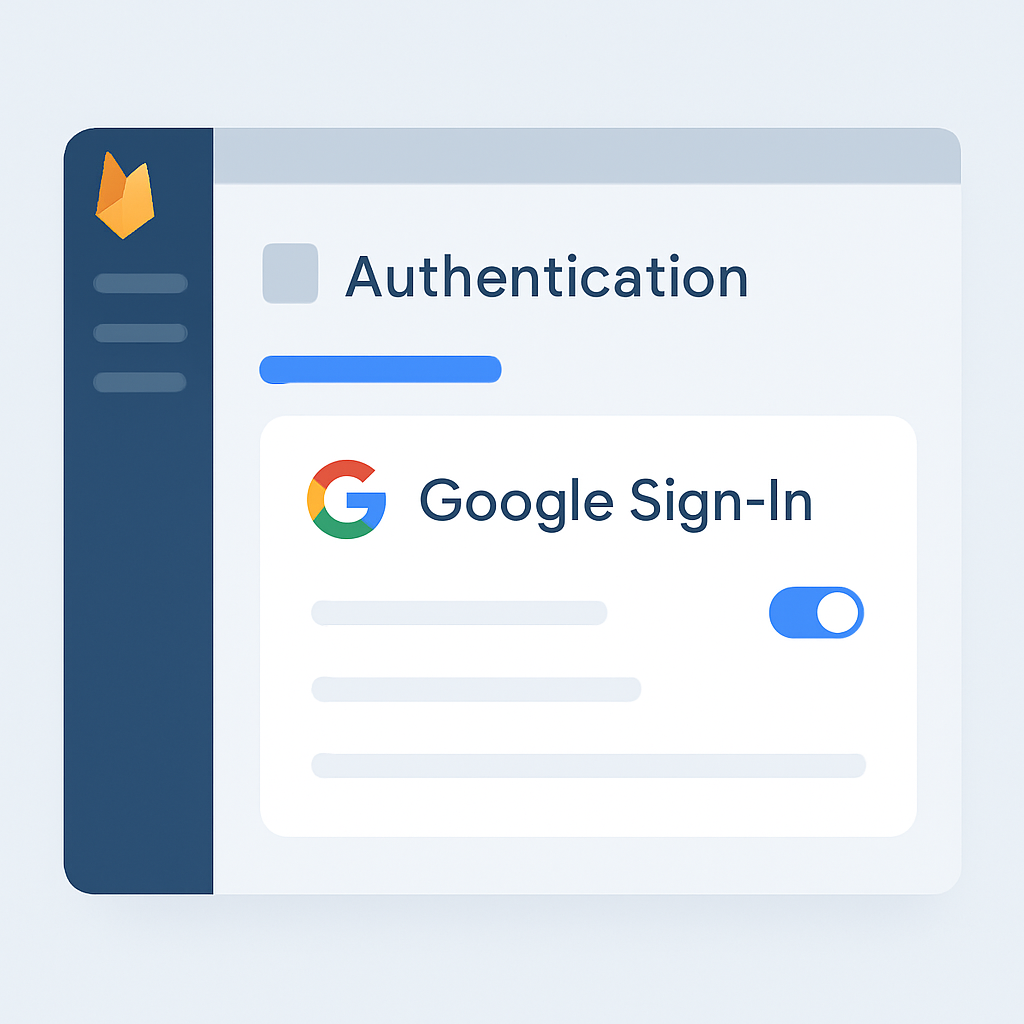 Firebase Console Authentication ayarları Google Sign-In konfigürasyonu