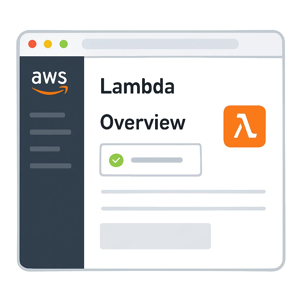 AWS Lambda konsolunda dağıtılmış bir fonksiyonun genel görünümünü gösteren ekran görüntüsü