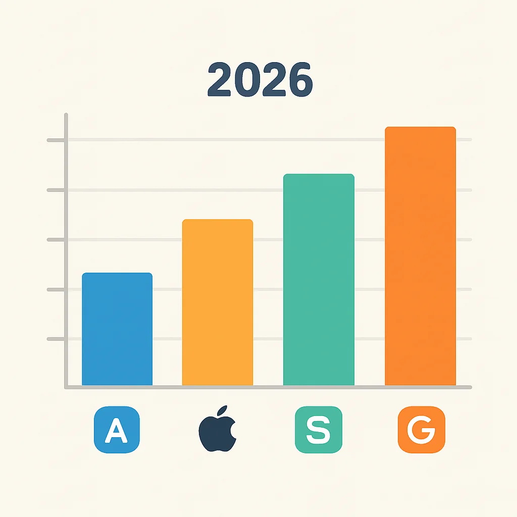 2026'da önde gelen akıllı telefon markalarının yapay zeka işlem gücünü (TOPS) karşılaştıran çubuk grafik