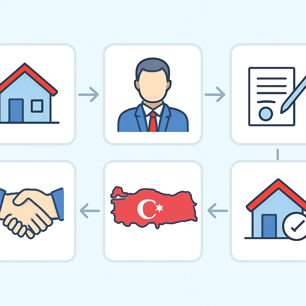 Türkiye'de tapu devri sürecinin adım adım gösterildiği detaylı infografik