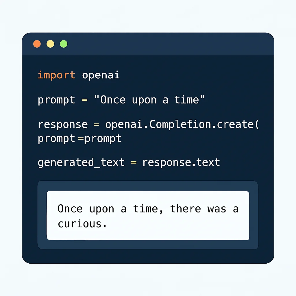 Python IDE'sinde metin üretim kodunun ve çıktısının ekran görüntüsü