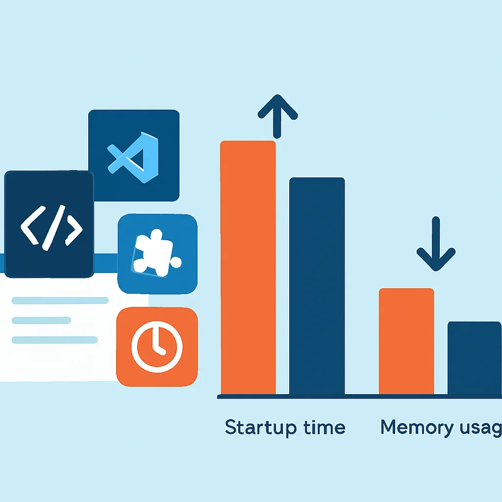 Çok fazla VS Code eklentisinin performans üzerindeki etkisini gösteren bir grafik