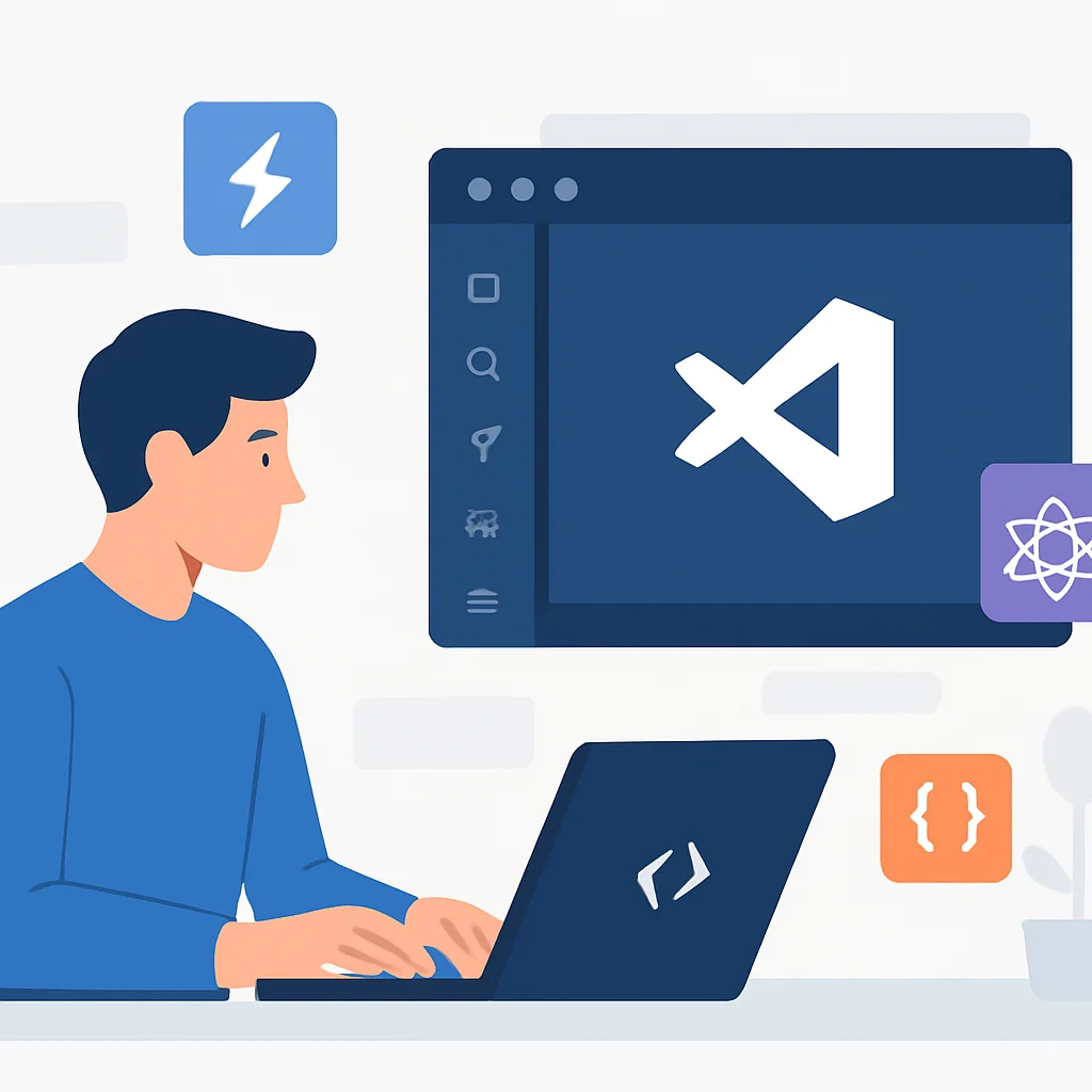 VS Code'da verimlilik artışı gösteren bir geliştirici iş akışı görseli