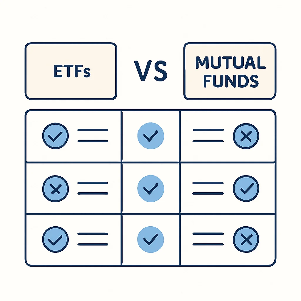 ETF ve Yatırım Fonları arasındaki farkları gösteren karşılaştırma tablosu