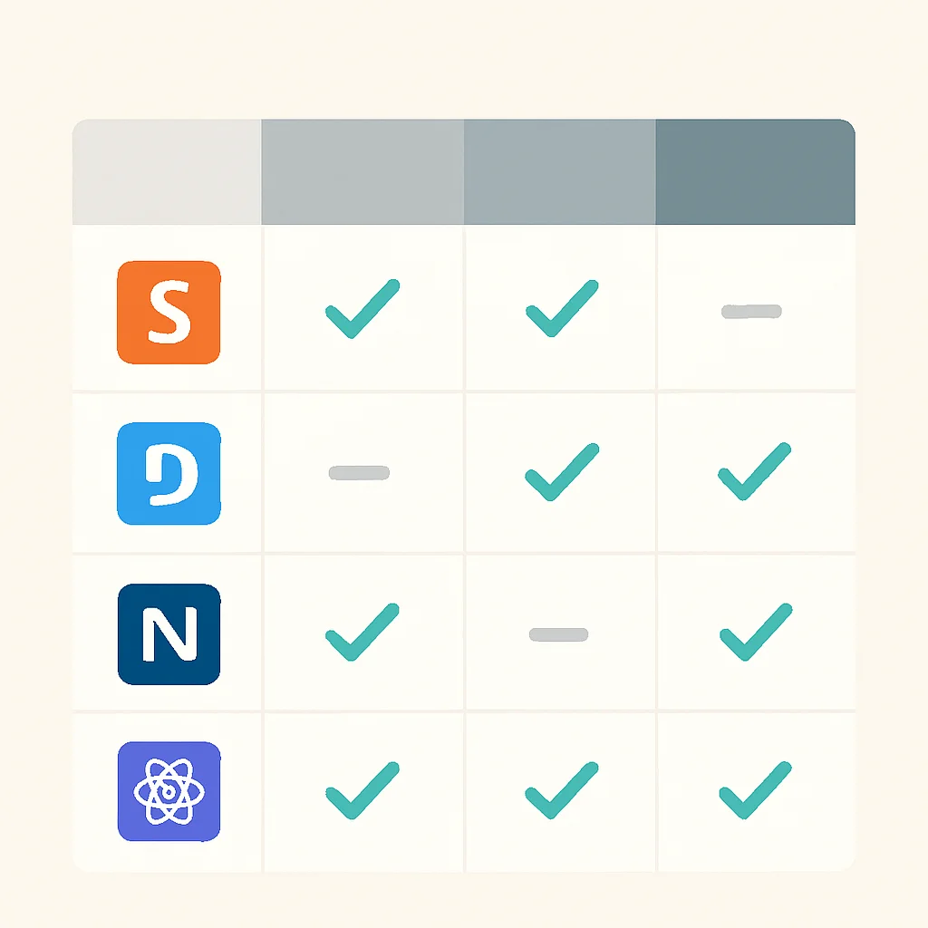 Backend framework'lerinin karşılaştırma tablosu