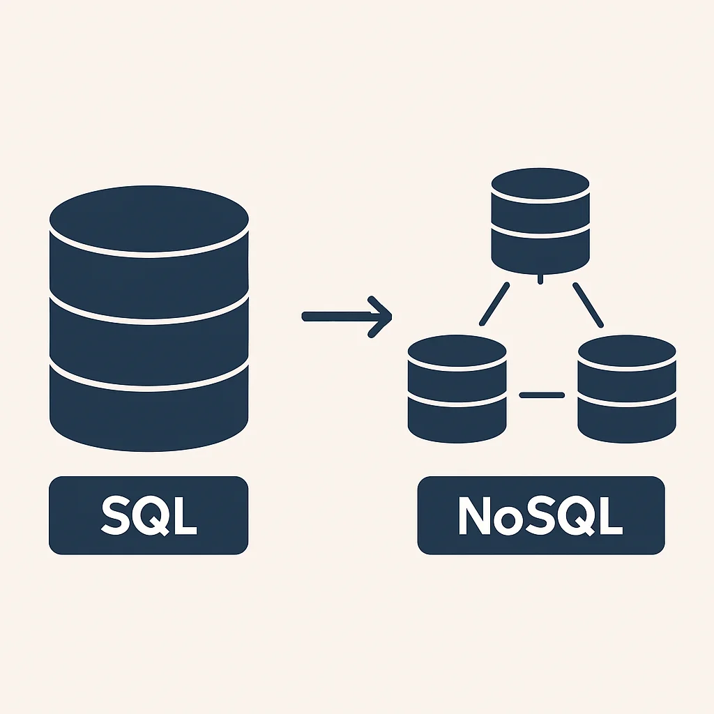 Monolitik SQL'den dağıtık NoSQL mimarilerine evrim diyagramı