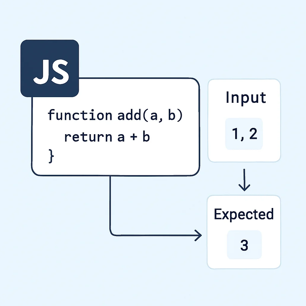 İzole edilmiş JavaScript fonksiyonunun birim testi gösterimi