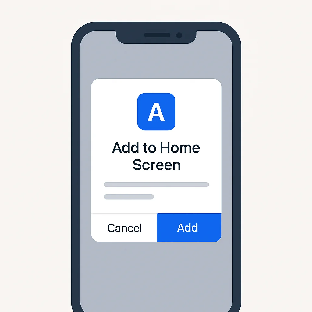Mobil telefonda bir PWA için 
