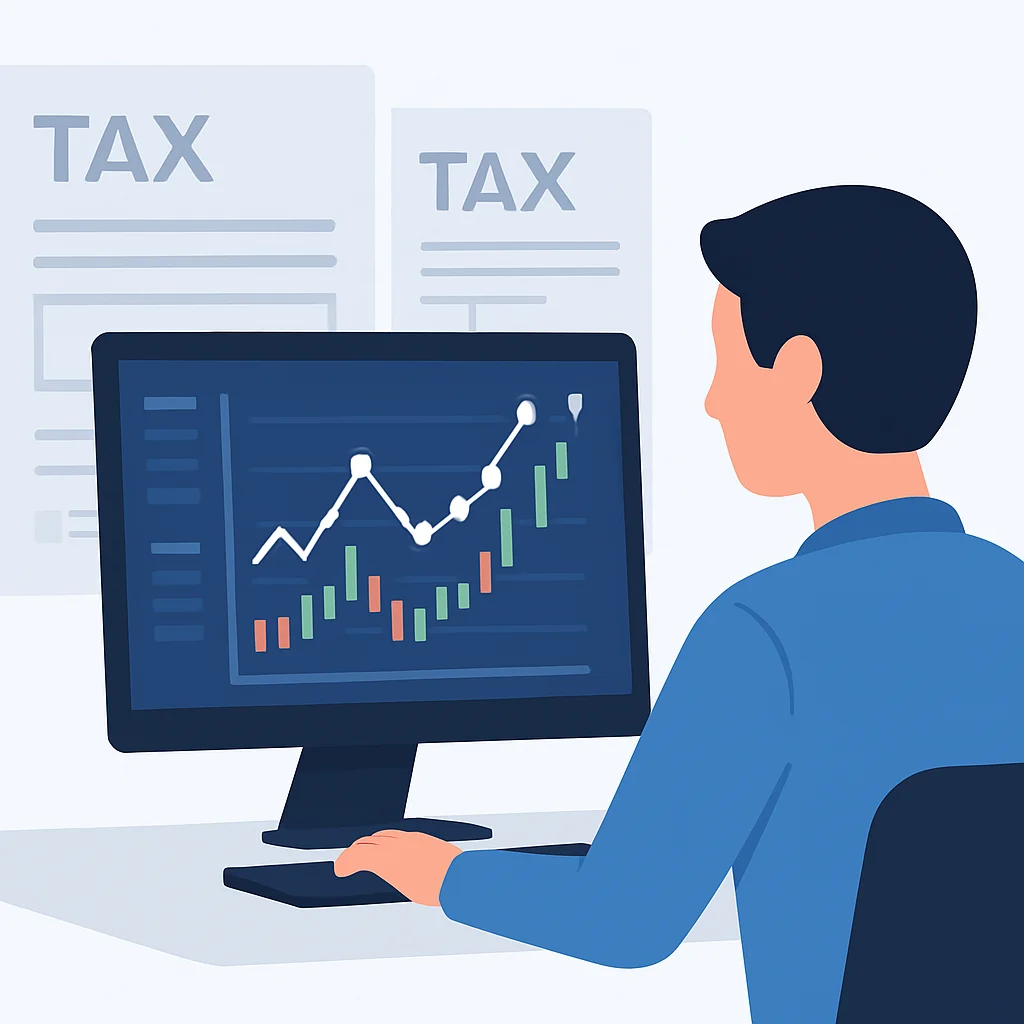 Geliştiricilerin vergi karmaşıklığını gösteren finansal tablo ve vergi formları