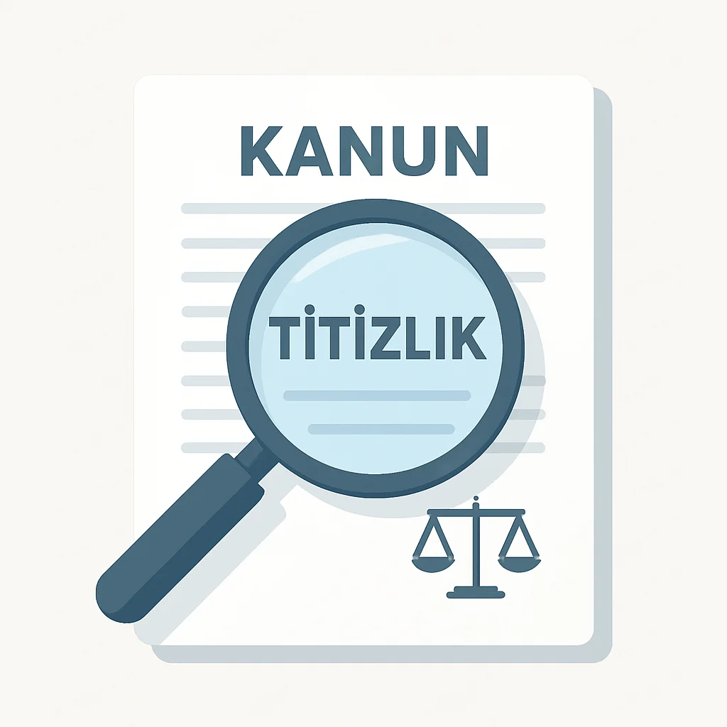 Durum tespiti önemini vurgulayan, Türkçe metinli yasal bir belge üzerinde büyüteç