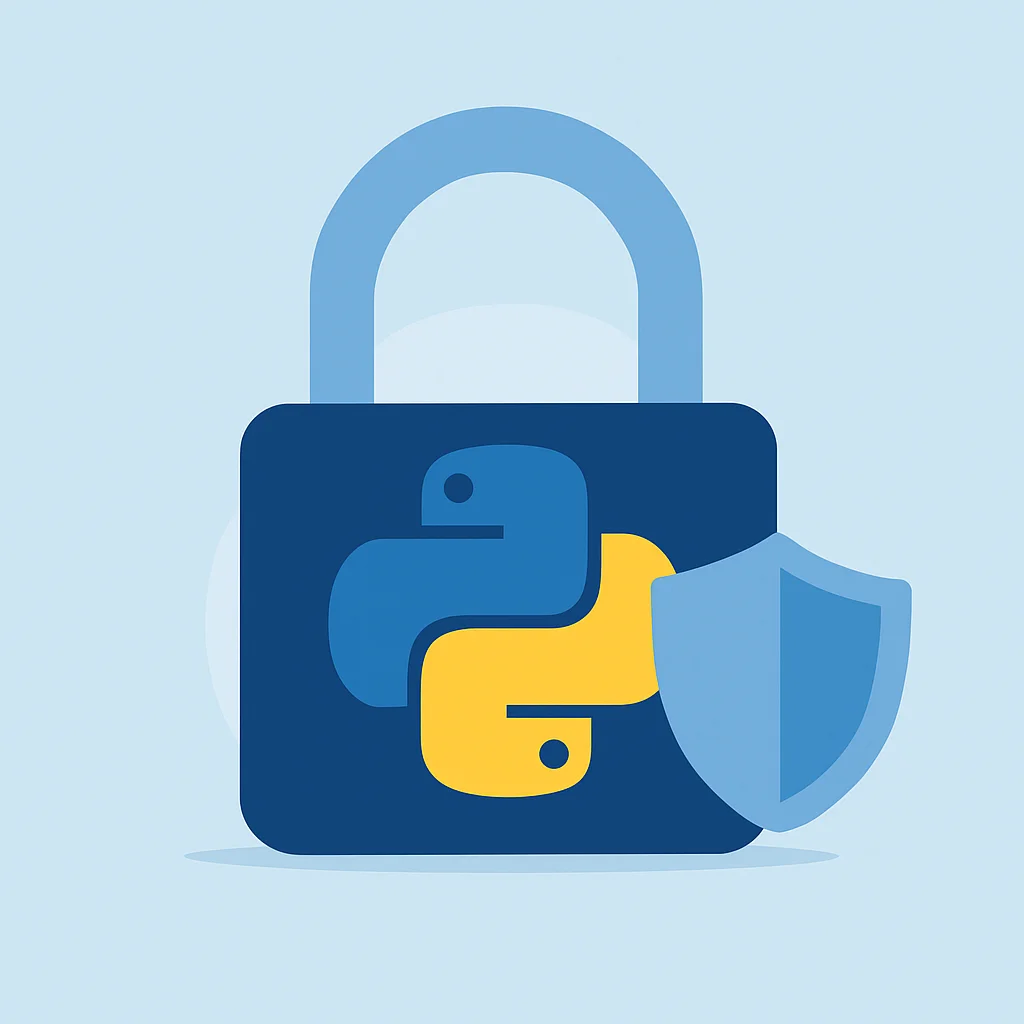 Python logosu entegre edilmiş güvenli dijital kilit soyut illüstrasyonu