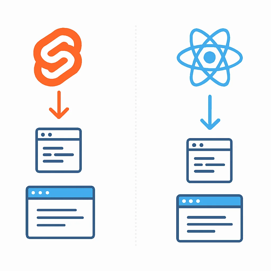 SvelteKit'in derleme zamanı ve diğer framework'lerin çalışma zamanı karşılaştırma diyagramı