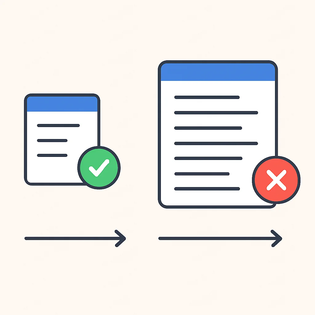 Küçük ve odaklı Pull Request'lerin büyük ve karmaşık olanlara karşı diyagramı