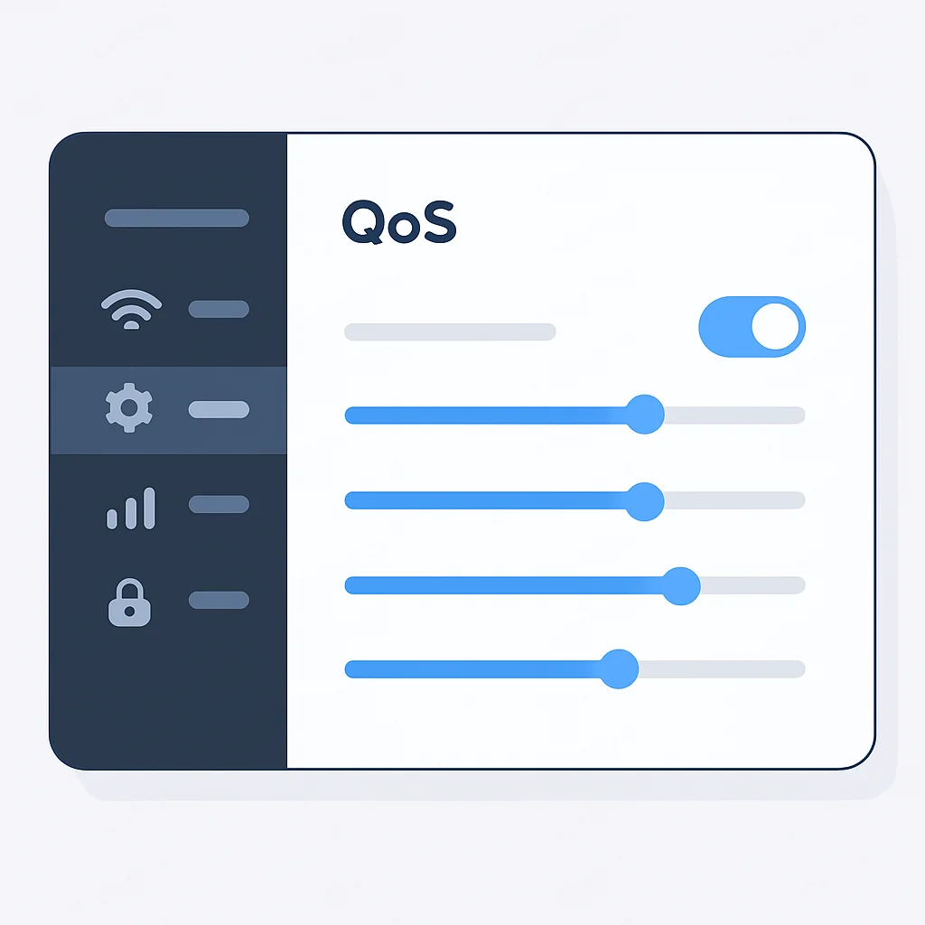 Bir router'ın QoS ayarları arayüzünün ekran görüntüsü