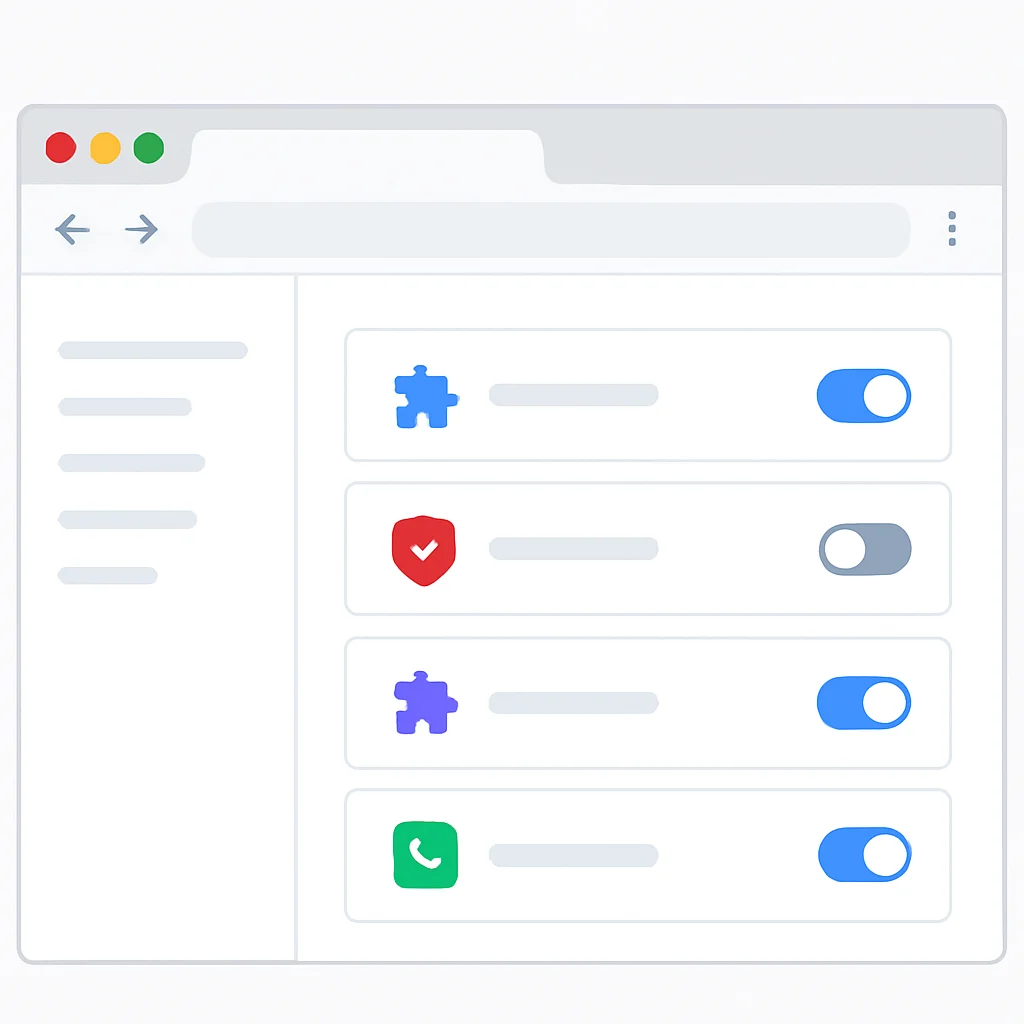 Chrome eklenti yönetimi sayfası ekran görüntüsü
