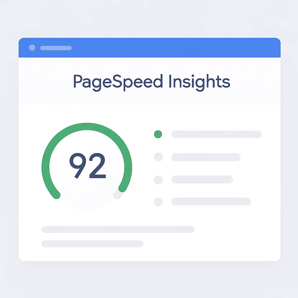 Google PageSpeed Insights ekran görüntüsü, web sitesi performans puanı ve optimizasyon önerileri